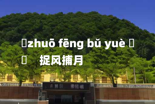 
	zhuō fēng bǔ yuè 	
	    捉风捕月