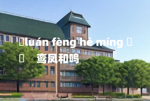 
	luán fèng hé míng 	
	    鸾凤和鸣